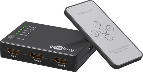 HDMI-Umschaltbox 5 IN / 1 OUT, mit Fernbedienung